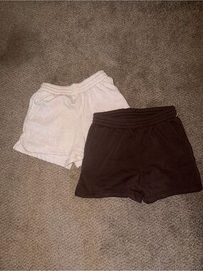 Women’s Elastic Waist Lounge Shorts - White and Brown